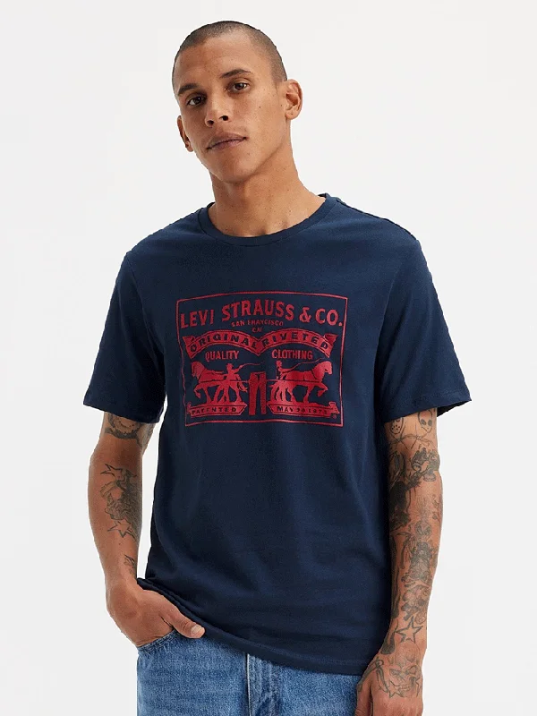 Levis 224950042 Mens Two-Horse Pull Graphic Tee Shirt Navy Blue