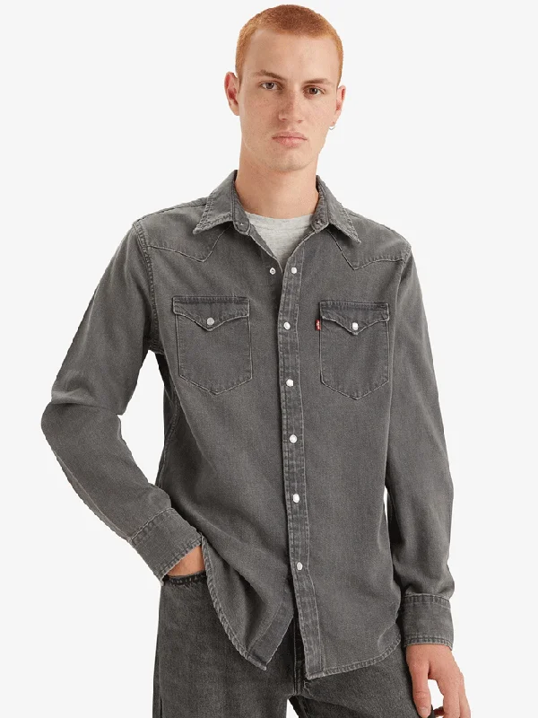 Levis 857450148 Mens Classic Standard Fit Western Shirt Calypso Grey Stonewash