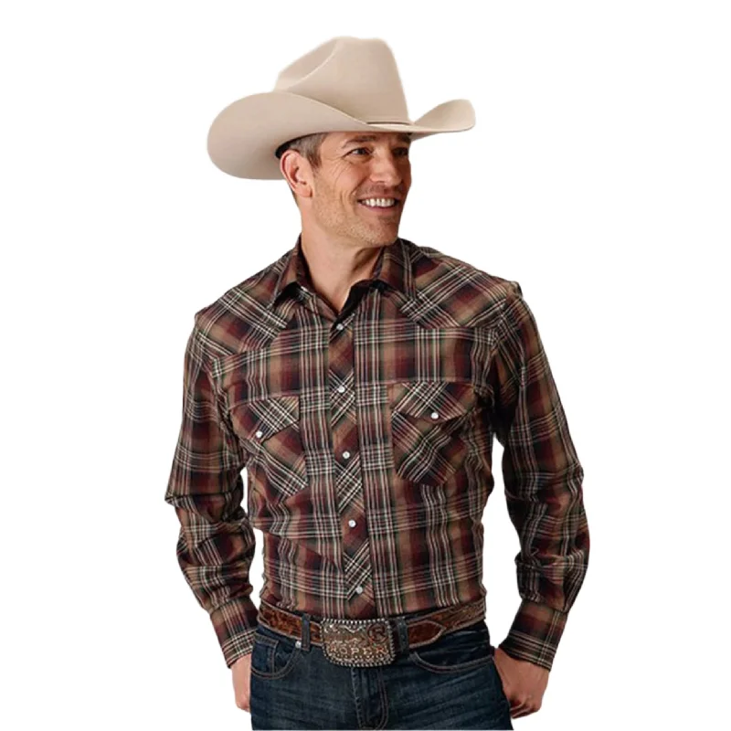 Roper Men's Multi Brown Plaid Long Sleeve