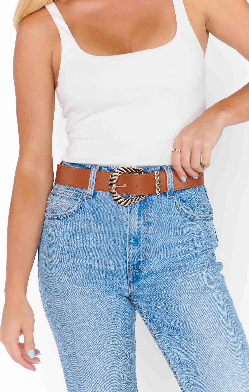 Retro Buckle Belt ~ Brown