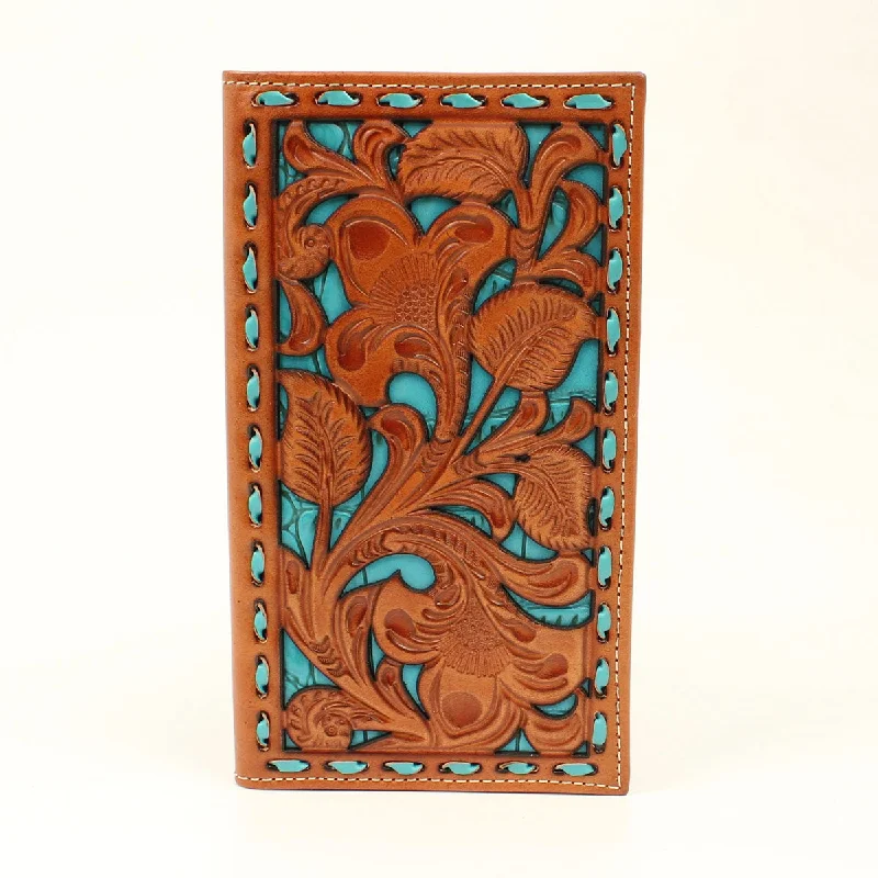 Nocona Tan Embossed Underlay Rodeo Wallet