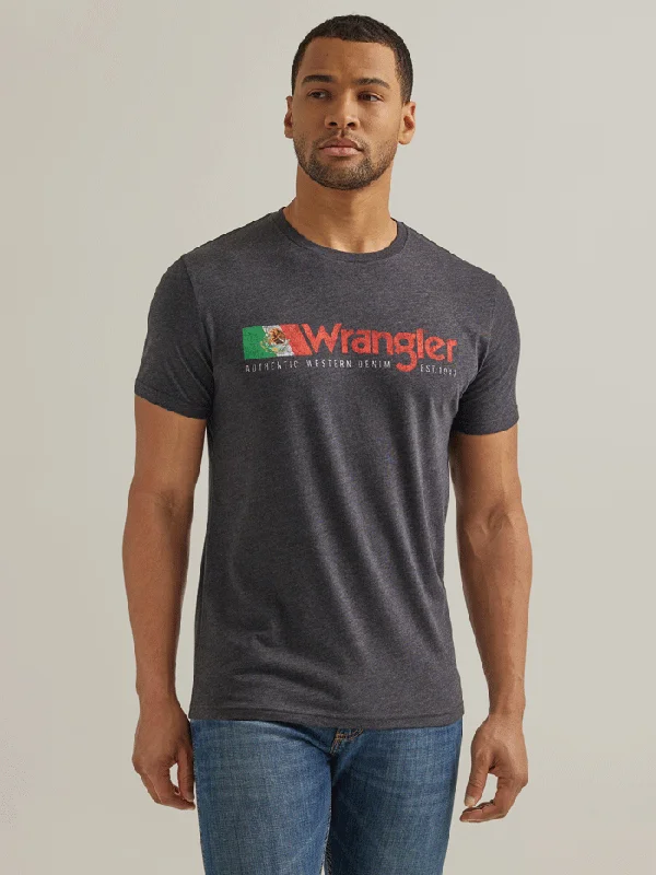 Wrangler 112344124 Mens Mexico Authentic Graphic T-Shirt Caviar Heather